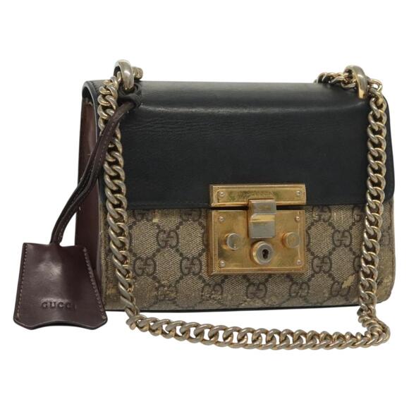 GUCCI GG Supreme Chain Shoulder Bag Pvc Beige Gold - Picture 1 of 16